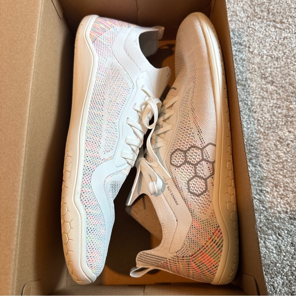 Vivo Barefoot White Shoes with Colorful Patterns